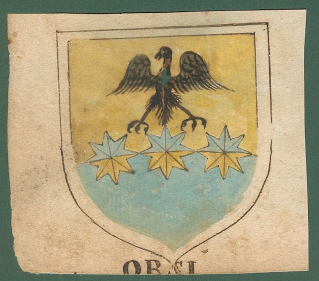ARALDICA. ORSI-ORSELLI. Toscana '600. Stemmi di famiglie nobili toscane realizzati a china e tempera, databili alla seconda metà  del 1600