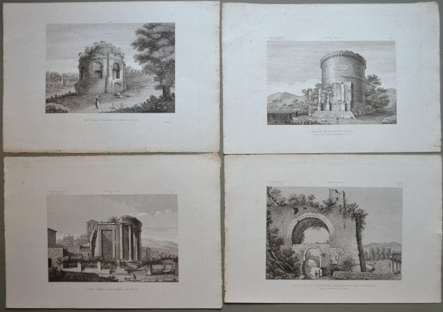 TIVOLI. Quattro vedute incise all'acquaforte tratte dall'opera di Zuccagni Orlandini.